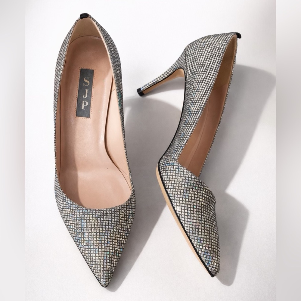 🚫sold🚫SJP Sarah Jessica Parker NWOB Nirvana Scintillate Pumps,silver, 37.5 - Picture 2 of 12